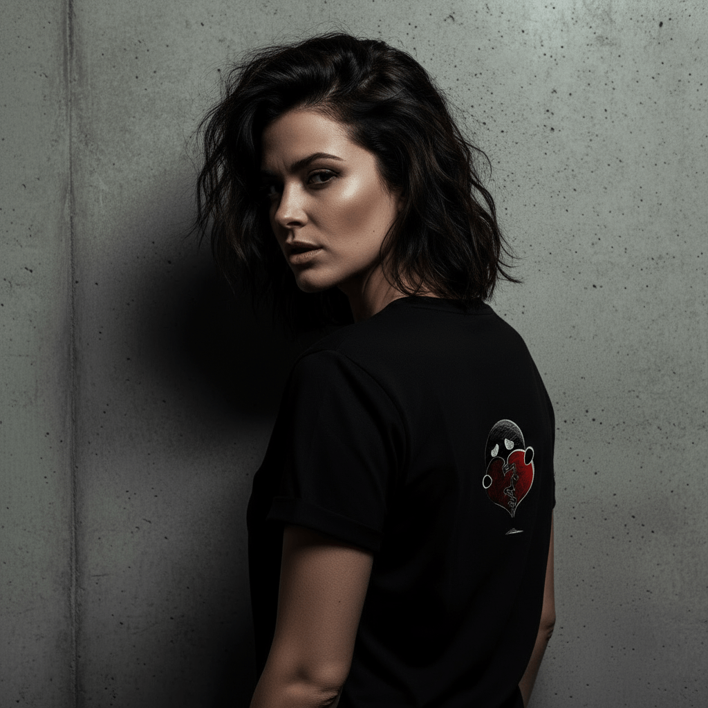 T-shirt BRISURE noir avec design Broken Heart – vue de dos porté