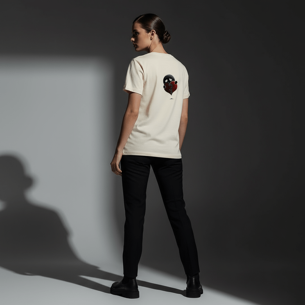 T-shirt BRISURE écru avec design Broken Heart – vue de dos porté