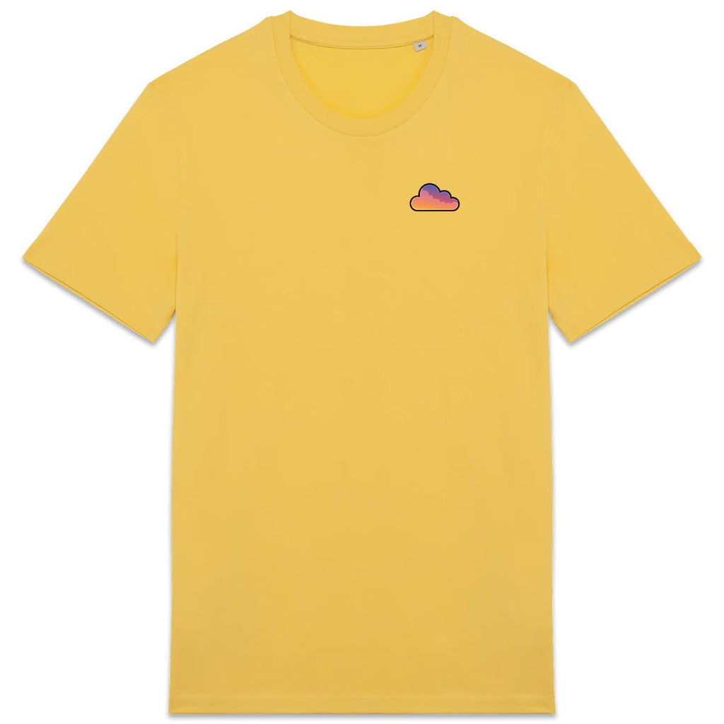 T-shirt jaune BRISURE avec logo nuage dégradé sur la poitrine