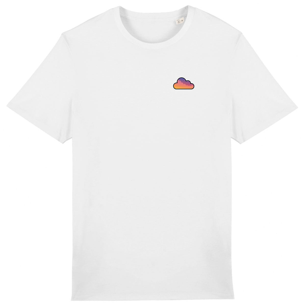 T-shirt blanc BRISURE avec logo nuage dégradé sur la poitrine