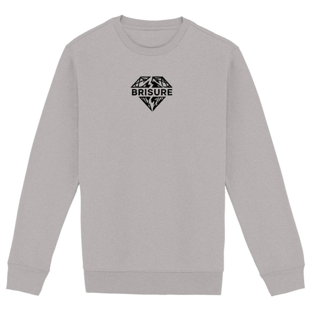 Sweat gris Brisure avec logo diamant noir imprimé devant